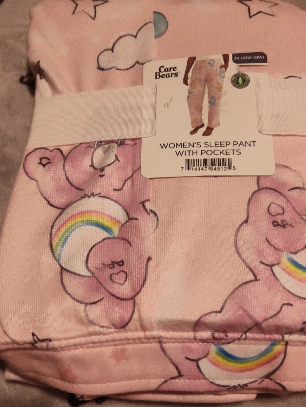 Care Bears Pink Women's Pajama Sleep Pants with Rainbow Print - Picture 5 of 5